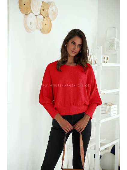 Červený volnější svetr PIRELLA