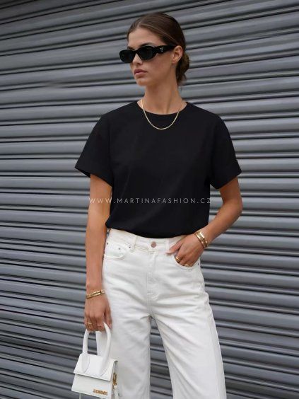 černé bavlněné basic tričko AURINA