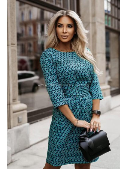 Tyrkysové vzorované šaty TRELLA