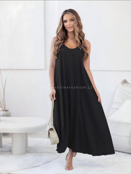 Černé maxi šaty NALEYA na ramínka