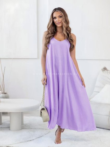 Fialové maxi šaty NALEYA na ramínka