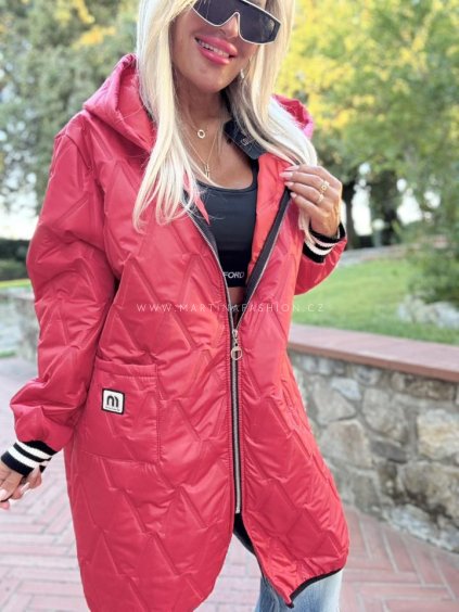 Červená PLUS SIZE přechodová bunda NERONA