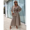 Béžové maxi šaty LEXIA s páskem