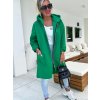 Zelený kabátový cardigan VELLOSA s kapucí