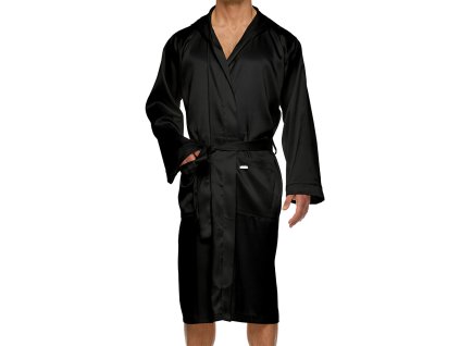 21651 1 black modus vivendi gay loungewear Core Satin Line robes 1