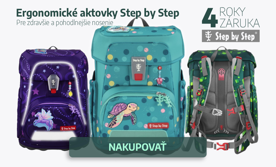 Step by Step aktovky a školské sety: ergonómia, praktická výbava a 4-ročná záruka pre školákov