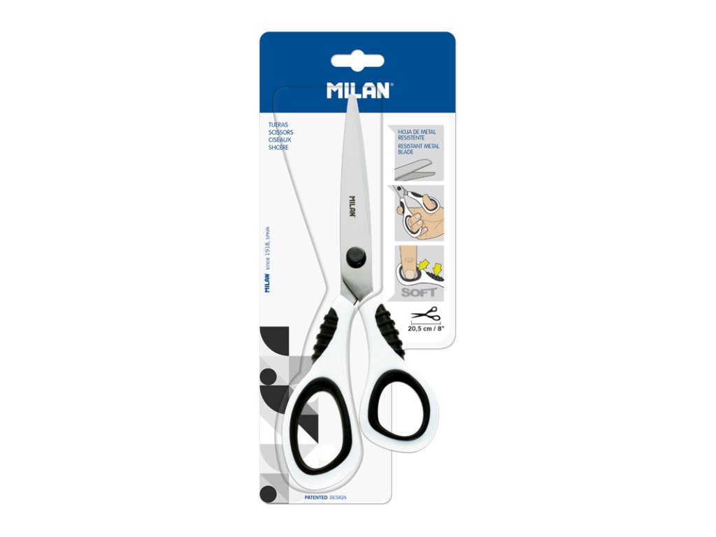 noznice milan kancelarske biele 20 5 cm blister