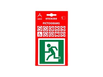 informacna samolepka unikovy vychod postava 8 x 8 cm