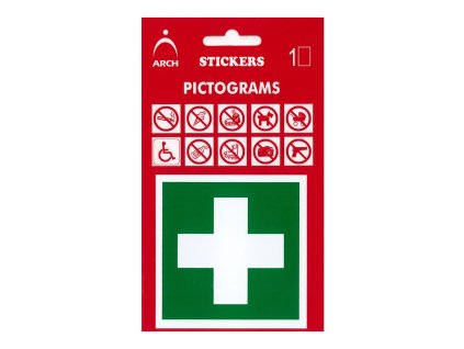 informacna samolepka zeleny kriz 8 x 8 cm