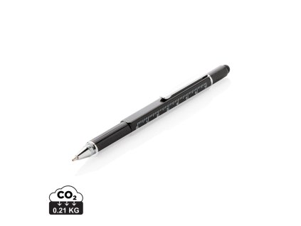 Multifunkčné pero 5 v 1 z hliníka (Farba čierna)