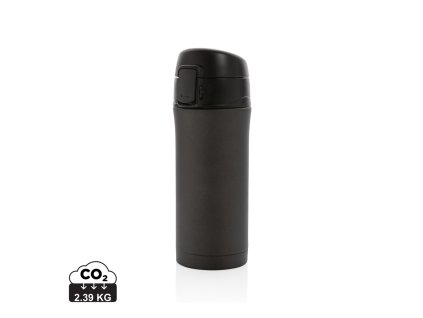 Metalický termohrnček Easy lock (Farba čierna)