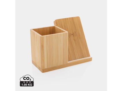 Bambusová bezdrôtová nabíjačka Calgary 10W (Farba hnedá)