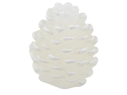 Svíčka šiška bílá s bílým glitrem