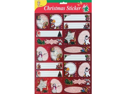 Jmenovky na dárky, samolepící, červené