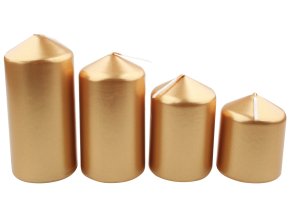 Adventní svíce válec zlatá LAK, postupka 60, 75, 90, 105 x 50 mm, 4 ks