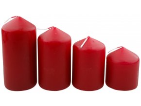 Adventní svíce válec bordó, postupka 60, 75, 90, 105 x 50 mm, 4 ks