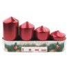 Adventní svíce válec bordó LAK, postupka 60, 75, 90, 105 x 50 mm, 4 ks