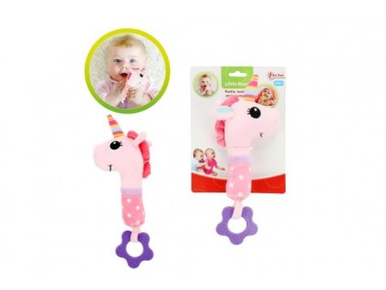 jednorozec chrastitko kousatko 25cm plys ruzovy na karte 0m