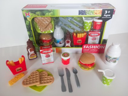 Fast food sada plastové jídlo pro děti - hamburger, vafle