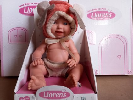 Llorens NEW BORN CHLAPEČEK - realistická panenka miminko s celovinylovým tělem - 31 cm