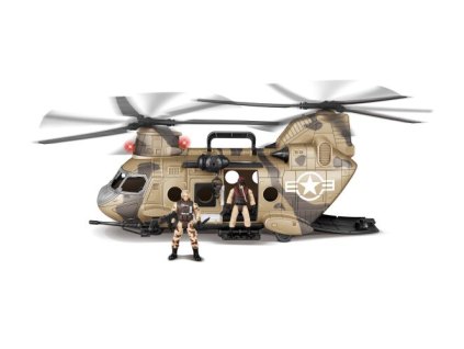 Obří vojenský vrtulník 50 cm - s figurkami a efekty