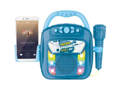 Hudební box s bluetooth, mikrofonem a držákem na mobil, 28cm