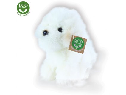 Plyšový pes bišon sedící, 18 cm, ECO-FRIENDLY