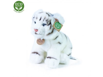 plyšový tygr bílý sedící, 25 cm, ECO-FRIENDLY