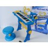 Piáno elektronické, 37 kláves, s mikrofonem a stoličkou - modré 50 x 19,5 x 54,5 cm