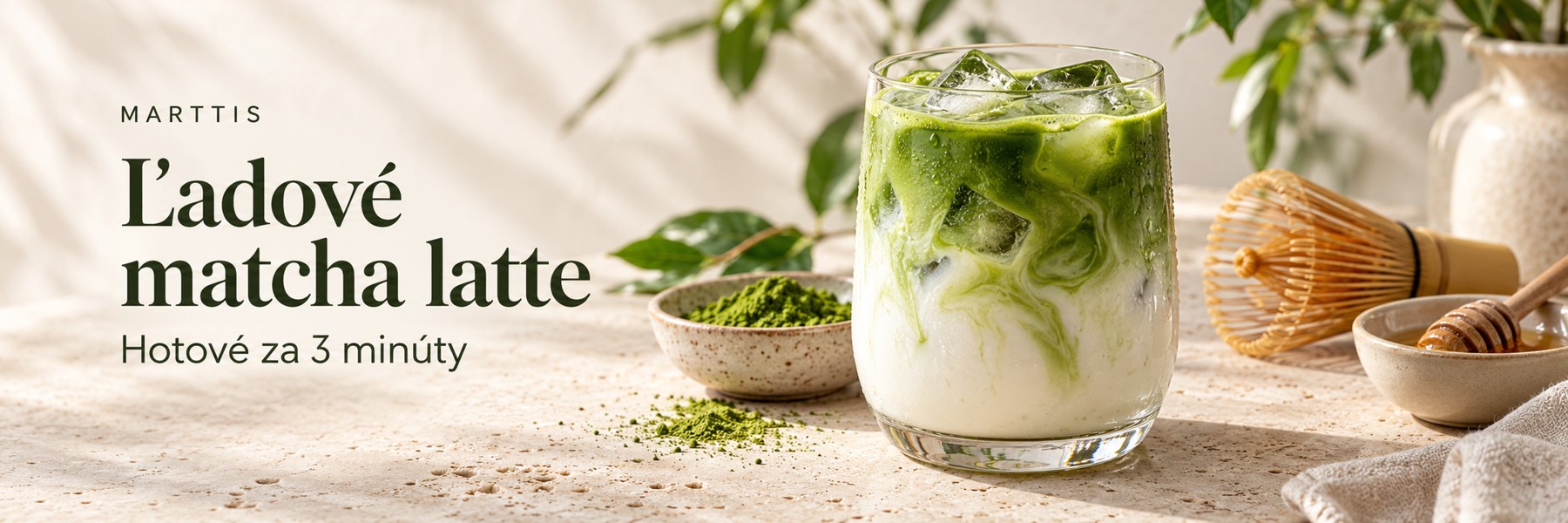 Ľadové matcha latte za 3 minúty