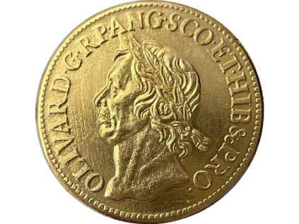 Avers mince broad 1656 s portrétem Olivera Cromwella