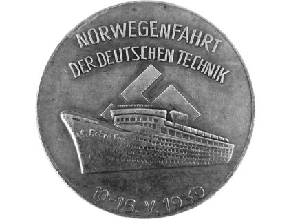 Pamětní medaile Norwegenfahrt 1939 – lícní strana s lodí