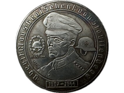 Přední strana medaile s portrétem Clausa von Stauffenberga.Motiv 7