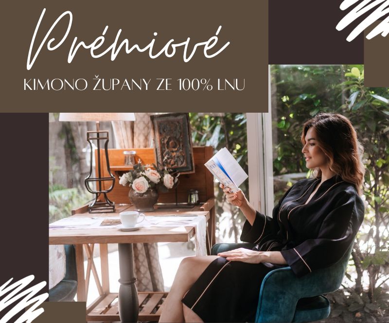 Prémiový lněný kimono župan High Society