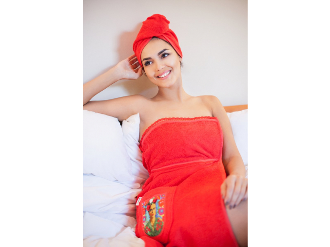 Červený dámský kilt do sauny Frida in Red - Limited Edition