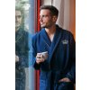 Unisex modrý župan s výšivkou: Royal in Blue – Golden Edition