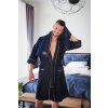 Tmavě modrý lehký vaflový kimono župan pro muže Weekend in Paris