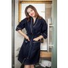Tmavě modrý lehký vaflový kimono župan pro ženy Weekend in Paris