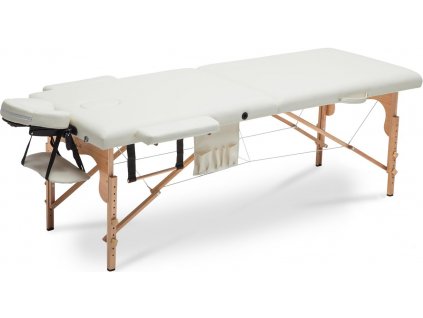 Drevený masážny stôl BodyFit 2 segmentový - krémový,195 x 70,5cm