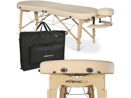 Drevený masážny stôl 2 segmentový 71 cm ELZA - krémový