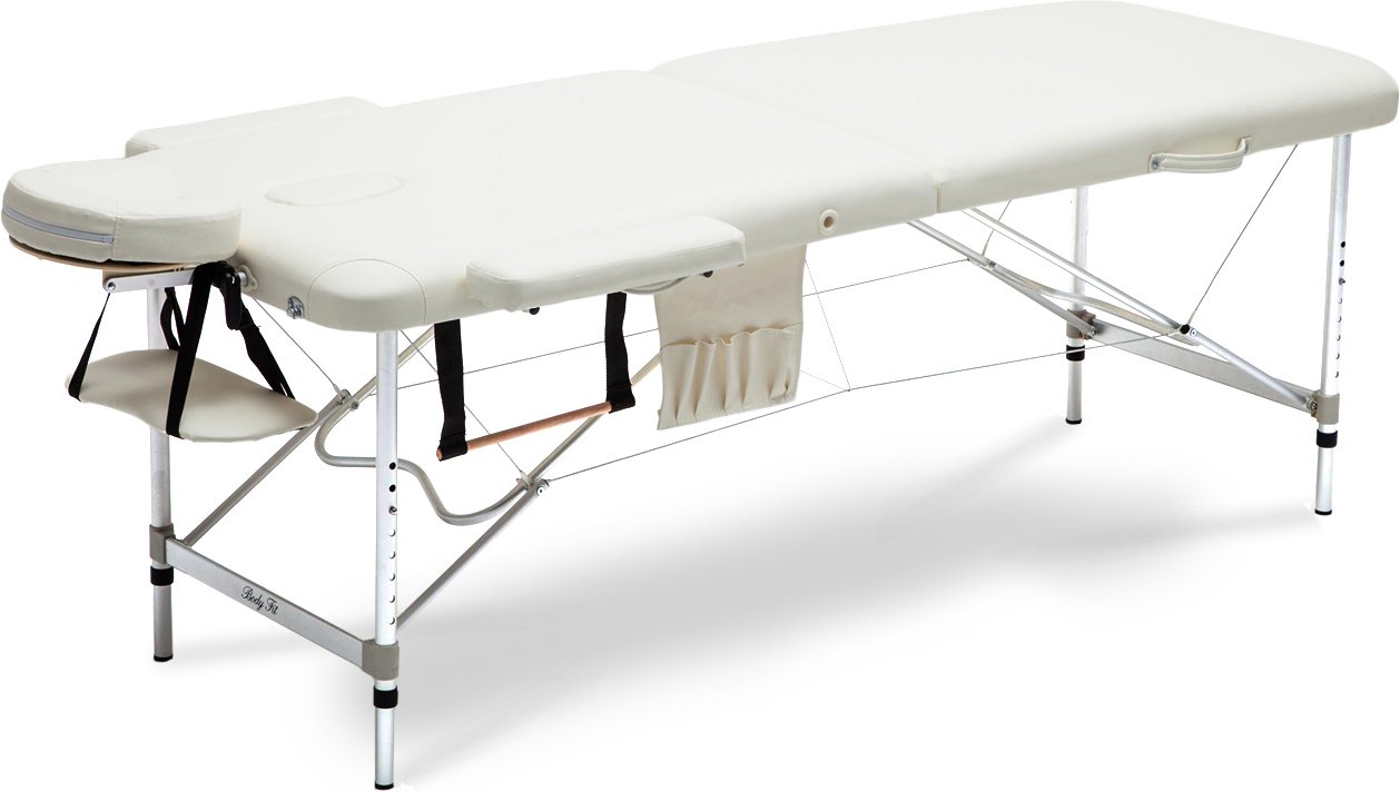 Hliníkový masážny stôl BodyFit 2 segmentový - krémový,195 x 70,5cm