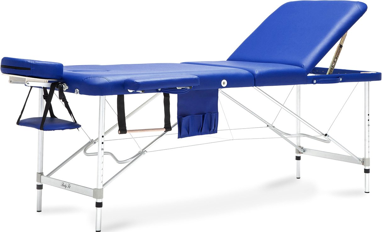 Hliníkový masážny stôl BodyFit 3 segmentový - modrý,195 x 70,5cm