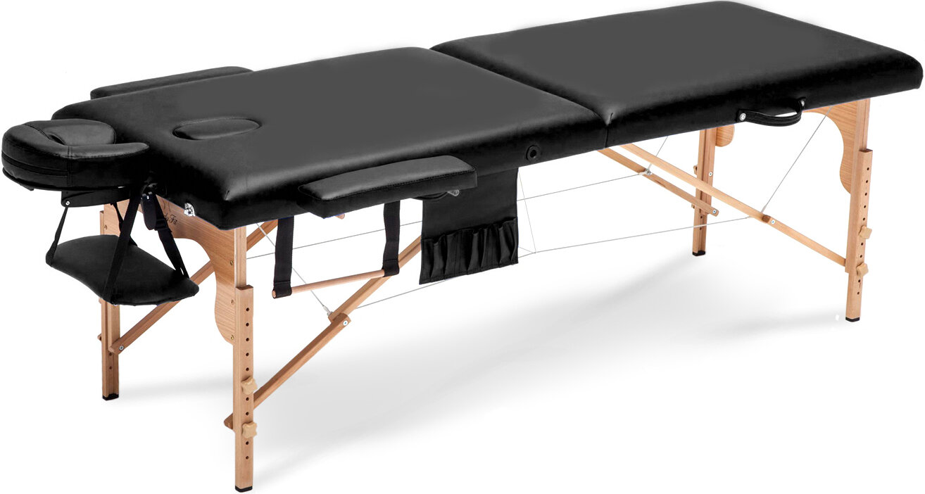 Drevený masážny stôl BodyFit 2 segmentový - čierny,195 x 70,5cm