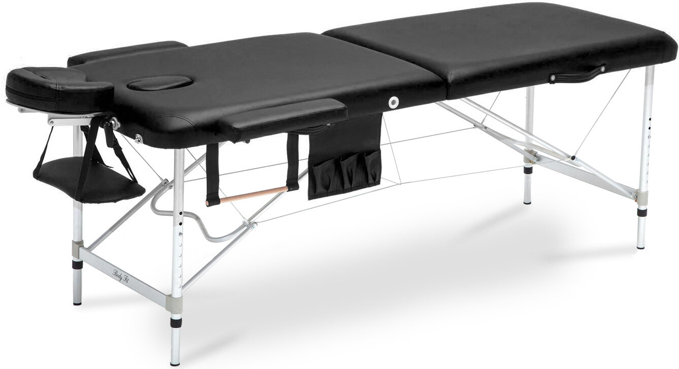 Hliníkový masážny stôl BodyFit 2 segmentový - čierny,195 x 70,5cm