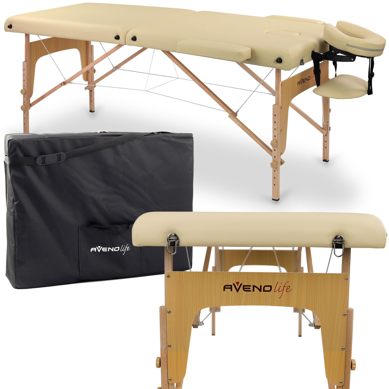 Drevený masážny stôl Habys Sofia Light 60 cm - krémový
