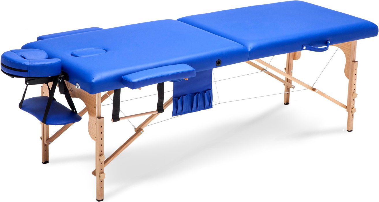 Drevený masážny stôl BodyFit 2-segmentový - modrý, 195 x 70 cm
