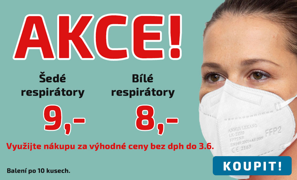 Akční cena na šedé a bíle respirátory
