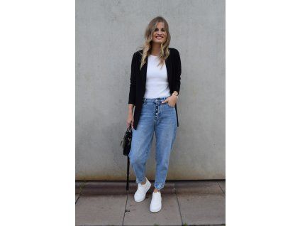 Modré MOM FIT džíny s trháním