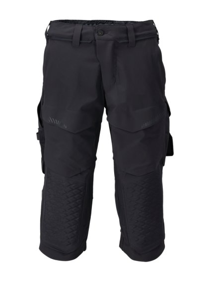 Tříčtvrteční kalhoty s kapsami na kolenou Černá modrá (Velikost 64)