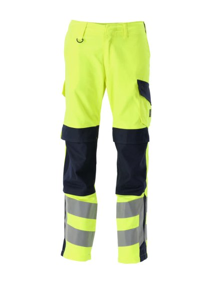 Kalhoty s kolenními kapsami Hi-vis žlutá/černo modrá (Velikost 68)